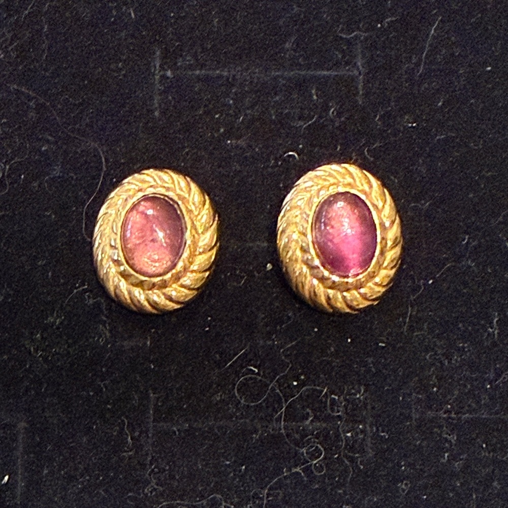 Elegant Gold and Pink Stud Earrings